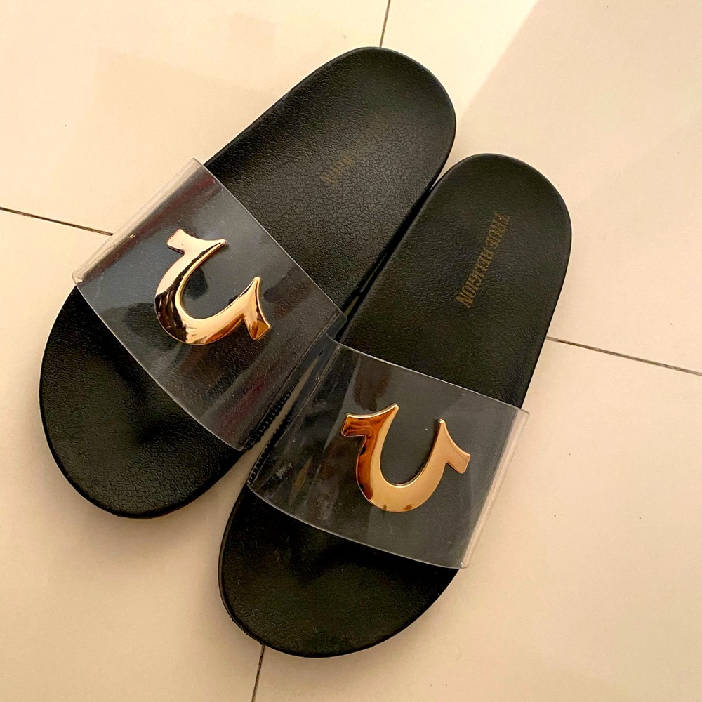True Religion slide on slippers